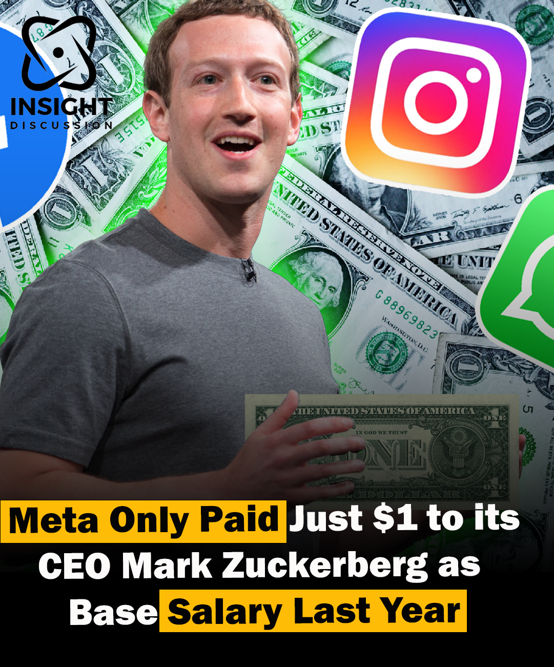 Meta's CEO Mark Zuckerberg Receives Just $1 Base Salary Last Year