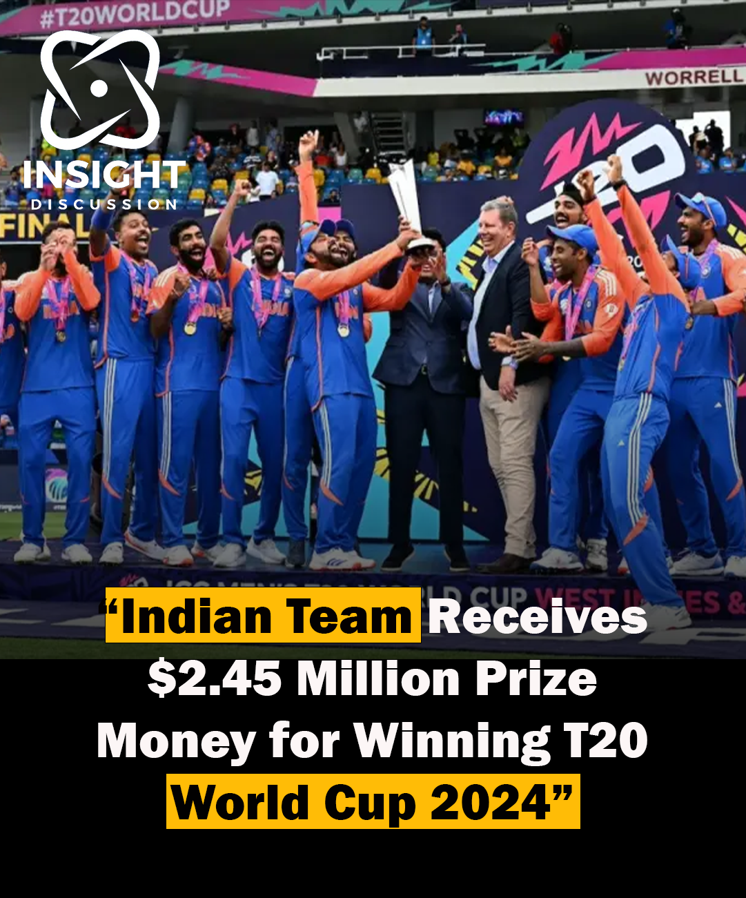 India Triumphs in ICC T20 World Cup 2024, Clinching $2.45 Million Prize